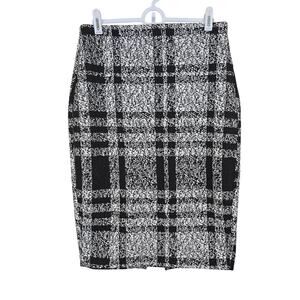 Women's Express Gray & Black Plaid Knee Length Pencil Skirt | Size Small